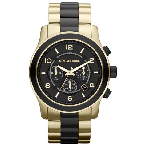 black and gold mk watch|michael kors black chronograph watch.